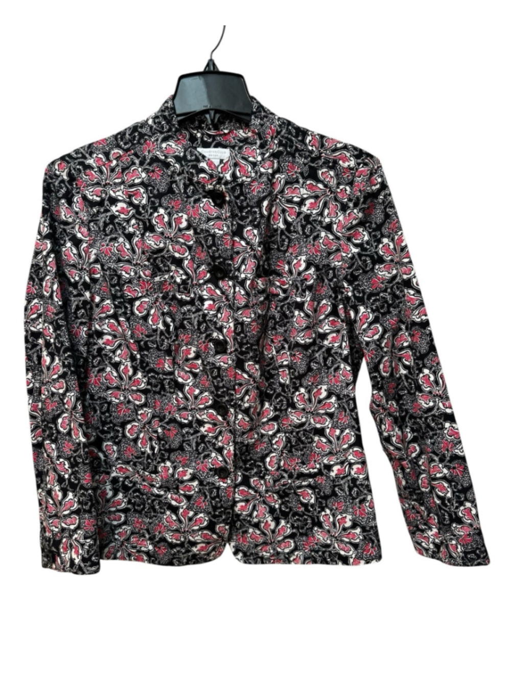 Charter Club Woman Floral Blazer Jacket Womens 1X Multicolor Long Sleeve Career